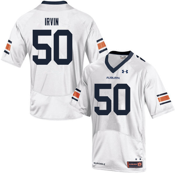 Men #50 Jalil Irvin Auburn Tigers College Football Jerseys Sale-White
